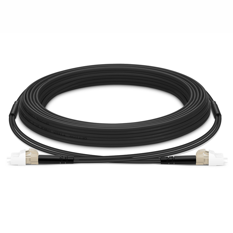 Industrial Armored Fiber Patch Cable, LC UPC to LC UPC, Duplex, 2F, OM4, 10m (33ft)