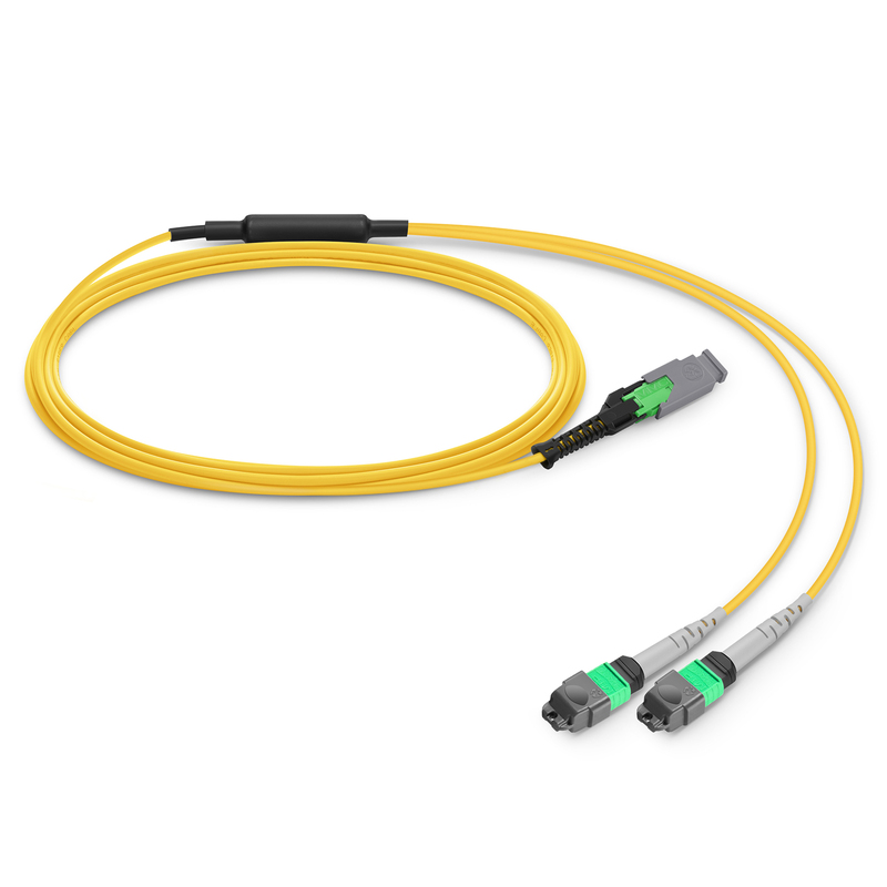 1m (3ft) MMC Breakout Cable, MMC-16 APC (Female) to 2 x MTP&reg;-8 APC (Female), 16 Fibers, Single Mode (OS2), Plenum (OFNP), 0.35dB Max, Jumper Polarity, Yellow