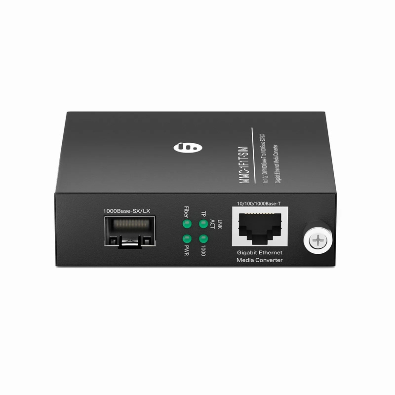 1x 10/100/1000Base-T RJ45 to 1x 1000Base-SX/LX SFP Gigabit Ethernet Media Converter, Slide-in Module, American Plug Standard
