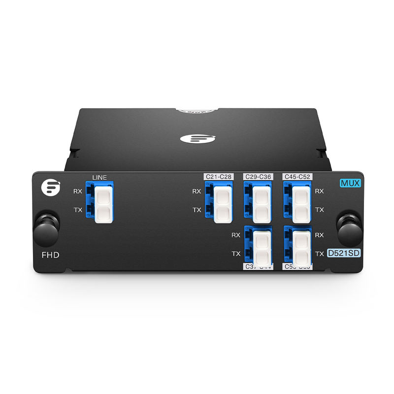 1 x 5 Band DWDM Mux Demux, 100GHz C21-C60, 2.2dB Typical IL, LC/UPC, Dual Fiber, High Density, FHD&reg; Plug-in Module