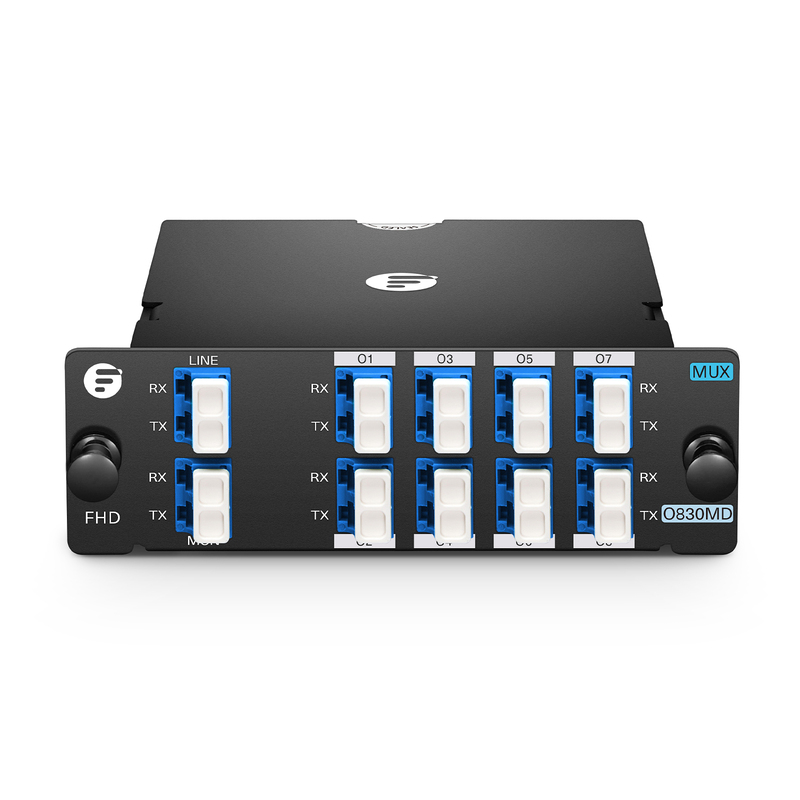 8 Channels O-band DWDM Mux Demux, 228.4-229.8THz, with Monitor Port, 3.0dB Typical IL, LC/UPC, Dual Fiber, High Density, FHD&reg; Plug-in Module
