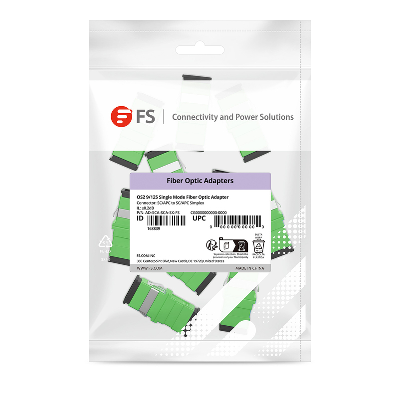 SC/APC to SC/APC Simplex OS2 Single Mode Fiber Optic Adapter/Coupler (10pcs/Pack)