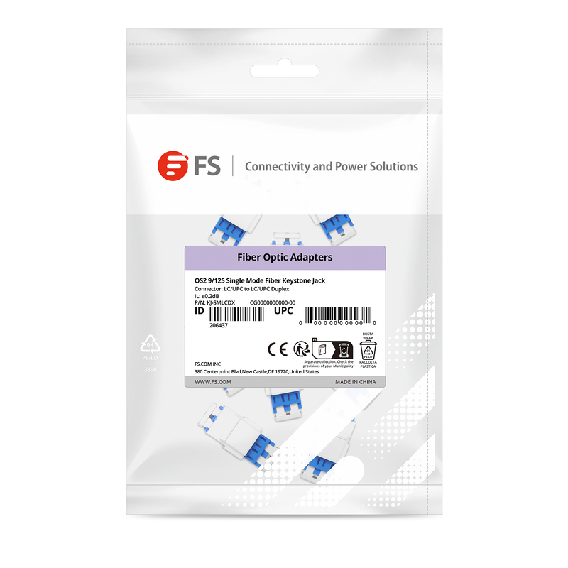LC/UPC to LC/UPC Duplex Single Mode Fiber Keystone Jack, 10Pcs/Pack