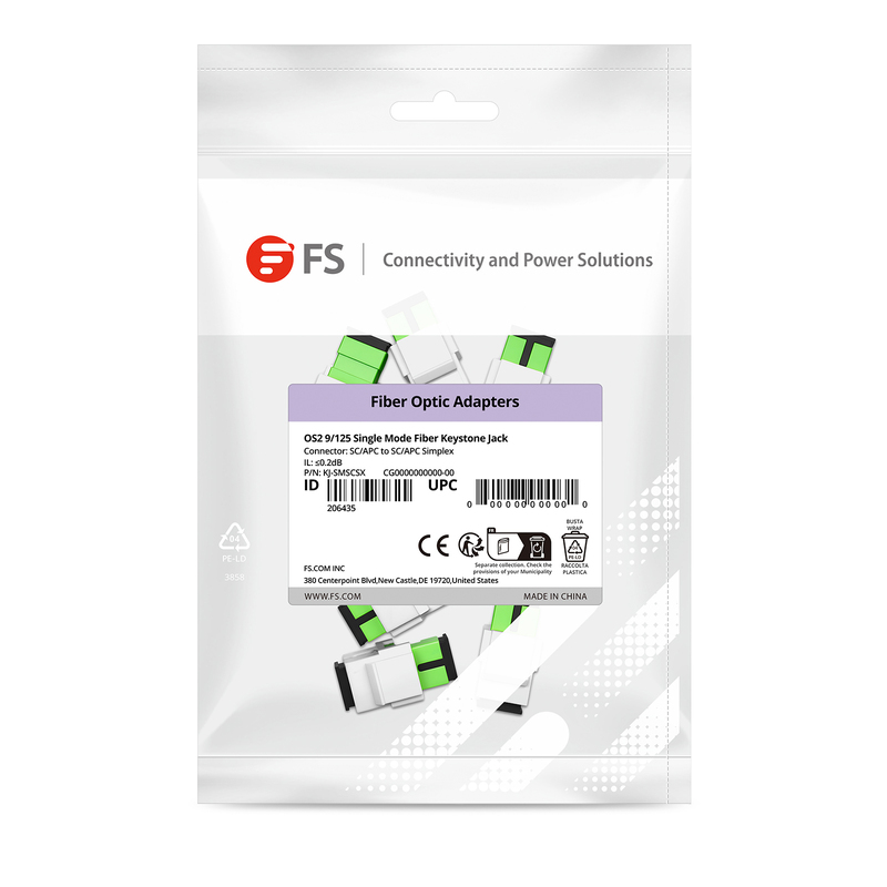 SC/APC to SC/APC Simplex Single Mode Fiber Keystone Jack, 10Pcs/Pack