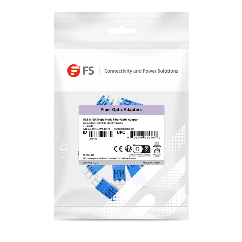 LC/UPC to LC/UPC Duplex OS2 Single Mode Fiber Optic Adapter/Coupler without Flange, 10Pcs/Pack