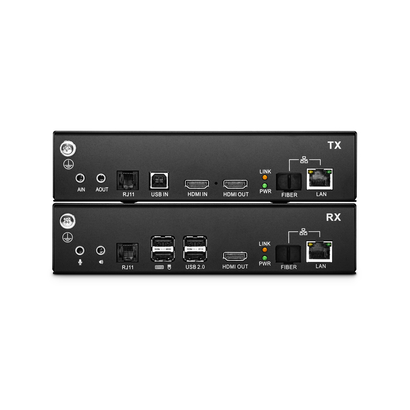 4K USB2.0 HDMI KVM延长器，支持光纤和Cat5e/6/6a/7网线传输