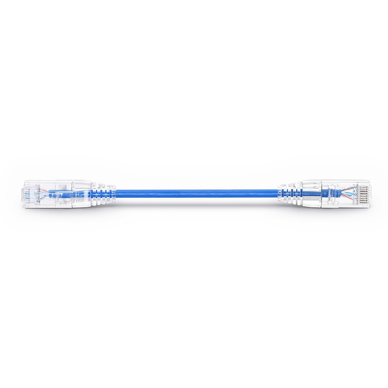 Cat6a 28AWG U/UTP CM小外径跳线，防勾设计RJ45, Blue, 6in (0.15m)