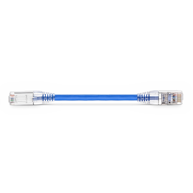 Cat6a 26AWG S/FTP CM/LSZH跳线，防卡RJ45, Blue, 6in (0.15m)