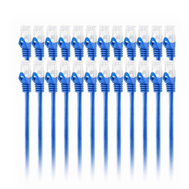 Cat6a 26AWG S/FTP CM跳线，防卡RJ45, Blue, 6in (0.15m)
