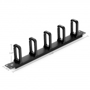 Organizador horizontal de cables, marco de acero con 5 anillos plásticos desmontables en forma de D, 1U, una cara, para 19" EIA Esta imagen trata sobre CMH-5DR1U.