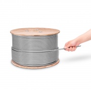 Cat6a Ethernet Bulk Cable, 1000ft (305m), 23AWG Solid Pure Bare Copper Wire, 750MHz, Shielded (S/FTP), PVC CMR, with Reel (Gray) This picture is about C6ASFTPPVC.