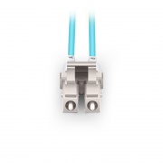 2m (7ft) Fiber Patch Cable, 2 Fibers, Short Boot, LC UPC Duplex to LC UPC Duplex, Multimode (OM4), Riser (OFNR), 2.0mm, Tight-Buffered, Aqua This picture is about OM4LCSDX.
