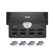 FHD™ MTP®-MDCカセット、OS2シングルモード、Type A、48芯、4 x MTP®-12(オス)- 8 x MDC 3ポートデュプレックス(ブルー)、0.35dB最大IL この写真はFHD-4MTP8MDC3PDOS2Aに関するものです。