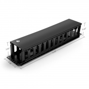 Organizador horizontal de cables, conducto dactilar, 2U, una cara con cubierta, plástico ABS, para 19" EIA Esta imagen trata sobre CMH-SFD2U.