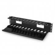 Organizador horizontal de cables, conducto dactilar, 2U, una cara con cubierta, plástico ABS, para 19" EIA Esta imagen trata sobre CMH-SFD2U.