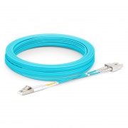 15m (49ft) Fiber Patch Cable, 2 Fibers, LC UPC Duplex to SC UPC Duplex, Multimode (OM4), Riser (OFNR), 2.0mm, Tight-Buffered, Aqua This picture is about OM4LCSCDX.
