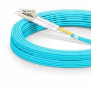 15m (49ft) Fiber Patch Cable, 2 Fibers, LC UPC Duplex to SC UPC Duplex, Multimode (OM4), Riser (OFNR), 2.0mm, Tight-Buffered, Aqua This picture is about OM4LCSCDX.