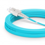 15m (49ft) Fiber Patch Cable, 2 Fibers, LC UPC Duplex to SC UPC Duplex, Multimode (OM4), Riser (OFNR), 2.0mm, Tight-Buffered, Aqua This picture is about OM4LCSCDX.