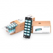 Panneau d'Adaptateur à Fibre Optique FHD®, 24 Fibres OM4 Multimode et 12 Ports Adaptateurs LC UPC Duplex (Aqua), Manchon en Céramique Cette image concerne .