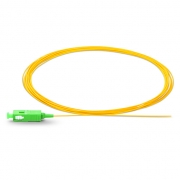 2m (7ft) Fiber Pigtail, SC APC to Unterminated, Simplex, OS2 Single Mode, PVC (Unrated), 0.9mm, Yellow This picture is about FSSM-SCA-FP-2M-PVC.