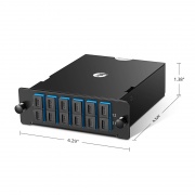 FHD™ MTP®-SCカセット、OS2シングルモード、タイプA、12芯、MTP®-12(オス)- 6 x SCデュプレックス(ブルー)、0.35dB最大IL この写真はFHD-1MTP6SCDOS2Aに関するものです。