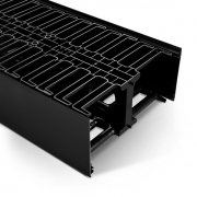 Organizador vertical en plástico para cables de doble cara 45U de 4.9" de ancho, (2) secciones de 22.5U con cubierta Esta imagen trata sobre CMV-DFD45U5W.