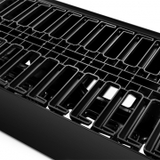 Organizador vertical en plástico para cables de doble cara 45U de 4.9" de ancho, (2) secciones de 22.5U con cubierta Esta imagen trata sobre CMV-DFD45U5W.