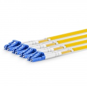 3m (10ft) MTP® Harness, MTP®-8 APC (Female) to 4 LC UPC Duplex, 8 Fibers, Single Mode (OS2), Plenum (OFNP), 0.35dB Max, Type B, Yellow This picture is about 8FMTPLCSMF.