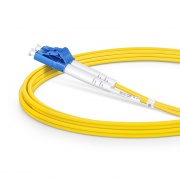 2m (7ft) Fiber Patch Cable, 2 Fibers, Grade B, LC UPC Duplex to LC UPC Duplex, Single Mode (OS2), Riser (OFNR), 2.0mm, Typical 0.12dB IL, Tight-Buffered, Yellow This picture is about HD-SMLCDX.