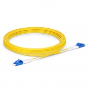 3m (10ft) Fiber Patch Cable, 2 Fibers, Grade B, LC UPC Duplex to LC UPC Duplex, Single Mode (OS2), Riser (OFNR), 2.0mm, Typical 0.12dB IL, Tight-Buffered, Yellow This picture is about HD-SMLCDX.