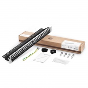 Cat5e Coupler Patch Panel, 24-Port, 1RU, Cable Management Bar Included This picture is about C5EP-S24FT1U.