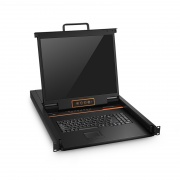 8-Port Cat5 1U Rack-Mount KVM Over IP Switch with 19" LED, 8 x RJ45 to VGA Interface Modules Included This picture is about KVM-080219IP.