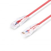 0.3m Cat6六類極細網絡跳線 28AWG 無卡扣 非屏蔽(UTP) PVC CM,紅色 這張圖片是關於C6UTPSGSPVC.