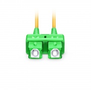 Customized Length Fiber Patch Cable, 2 Fibers, SC APC Duplex to SC APC Duplex, Single Mode (OS2), Riser (OFNR), 2.0mm, Tight-Buffered, Yellow This picture is about SMSCDX.