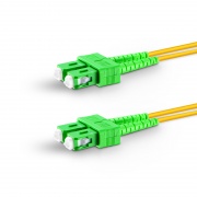 Customized Length Fiber Patch Cable, 2 Fibers, SC APC Duplex to SC APC Duplex, Single Mode (OS2), Riser (OFNR), 2.0mm, Tight-Buffered, Yellow This picture is about SMSCDX.