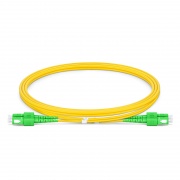 Customized Length Fiber Patch Cable, 2 Fibers, SC APC Duplex to SC APC Duplex, Single Mode (OS2), Riser (OFNR), 2.0mm, Tight-Buffered, Yellow This picture is about SMSCDX.