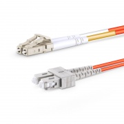 Customized Length Fiber Patch Cable, 2 Fibers, G.651, LC UPC Duplex to SC UPC Duplex, Multimode (OM1), Riser (OFNR), 2.0mm, Tight-Buffered, Orange This picture is about OM1LCSCDX.