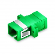 Adaptador/acoplador de fibra óptica SC/APC a SC/APC símplex OS2 monomodo con brida (10 pzas./paquete) Esta imagen trata sobre AD-SCA-SCA-SM-SX-FS.