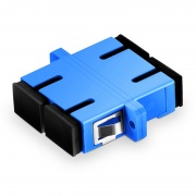 SC/UPC to SC/UPC Duplex OS2 Single Mode Plastic Fiber Optic Adapter/Coupler with Flange (10pcs/Pack) This picture is about HU-SCU-DXF-SMF.
