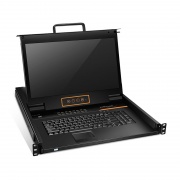 16-Port Cat5 1U Rack-Mount KVM Over IP Switch with 17" Full HD LCD, 16 x RJ45 to VGA Interface Modules Included This picture is about KVM-160217IP.