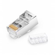 Cat6 RJ45 Standard Modular Plugs (Two-Piece Suit), Shielded Network Connectors for 26AWG Twisted Pair Solid or Stranded Cable (50/Pack) This picture is about .
