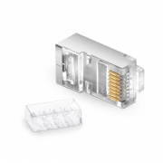 Cat6 RJ45 Standard Modular Plugs (Two-Piece Suit), Shielded Network Connectors for 26AWG Twisted Pair Solid or Stranded Cable (50/Pack) This picture is about .
