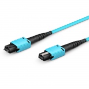 Customized MTP®-12 PRO Jumper, 8-144 Fibers, Multimode (OM3), 0.35dB Max, Aqua This picture is about .