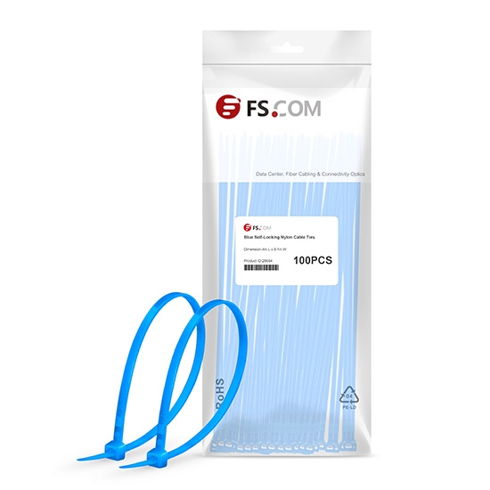 Paquete de 100 Bridas para cables de nailon autoblocantes, 4 pulg. L x 0,1 pulg. A, azul