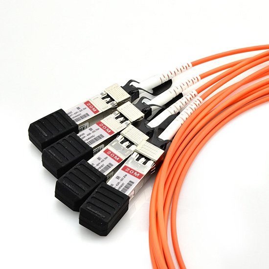 20m (66ft) Brocade 40G-QSFP-4SFP-AOC-2001 Compatible 40G QSFP+ to 4x10G SFP+ Breakout Active Optical Cable