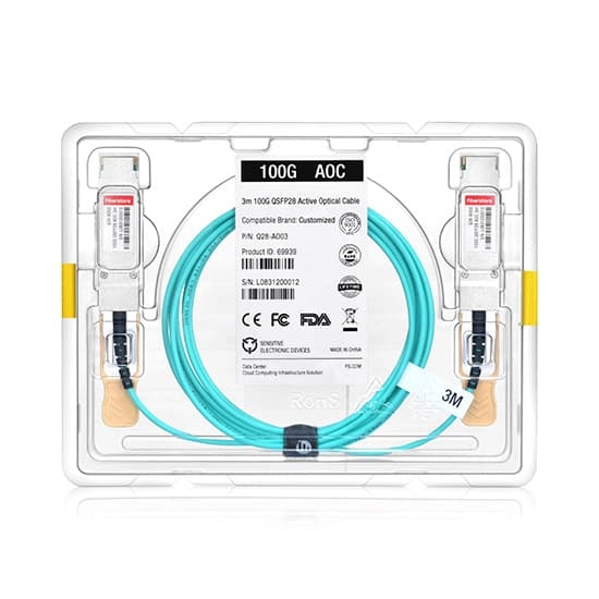 1m (3ft) HW QSFP-100G-AOC1M Compatible 100G QSFP28 Active Optical Cable