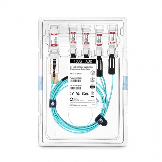 5m (16ft) Cisco QSFP-4SFP25G-AOC5M Compatible 100G QSFP28 to 4x25G SFP28 Breakout Active Optical Cable