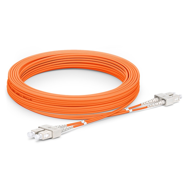 20m (66ft) SC UPC to SC UPC Duplex 3.0mm PVC (OFNR) OM2 Multimode Fiber Optic Patch Cable